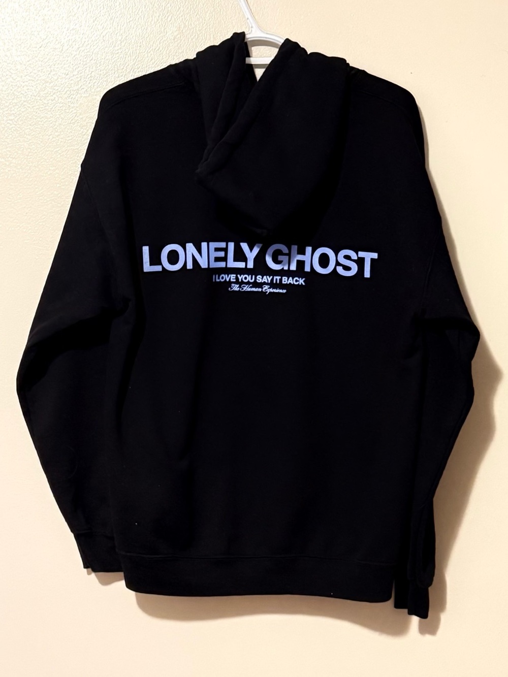 LONELY GHOST Dark Blue Hoodie with Light Blue Logo